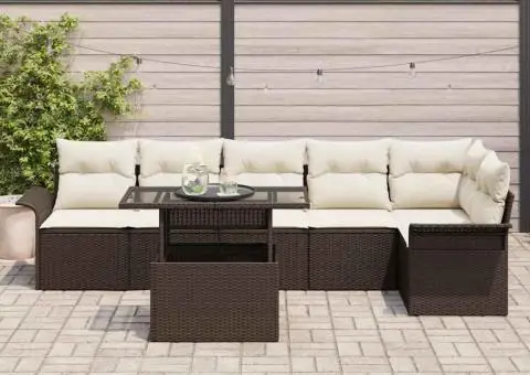 Set de Sofa pentru Grădină cu Perne Maro din Ratan Poli - 3/5