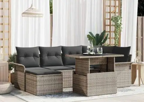 Set de canapea de grădină cu perne Gri Ratan Poli - 1/5