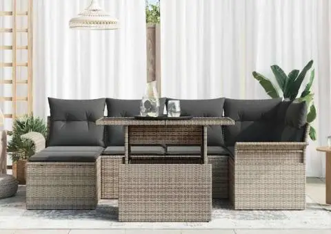 Set de canapea de grădină cu perne Gri Ratan Poli - 3/5