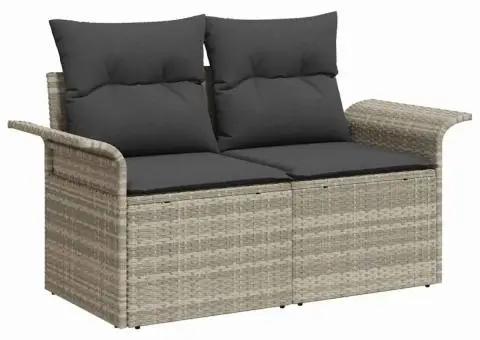 Set de canapele de grădină cu 8 piese cu perne gri deschis Ratan PE - 4/5