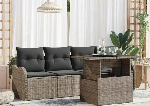 Set Canapele Grădină cu Pernuțe Ratan Poly Gri - 1/5