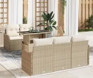 vidaXL Set de Canapea pentru Grădină cu Pernițe Bej Ratan Polimer