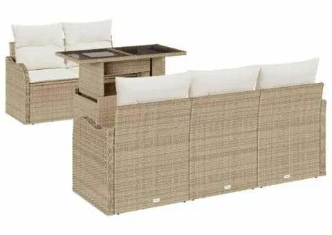 Set de Canapea pentru Grădină cu Pernițe Bej Ratan Polimer - 2/5