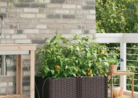 Ghivece de Grădină 1 buc Maro 80 x 40 x 37.5 cm Plastic - 3/5