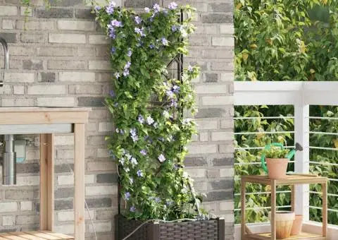 Ghivece de Grădină 1 buc Zăbrele Maro 40 x 40 x 126 cm Plastic - 1/5