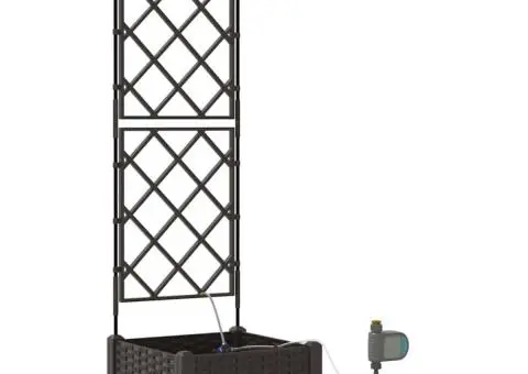 Ghivece de Grădină 1 buc Zăbrele Maro 40 x 40 x 126 cm Plastic - 2/5