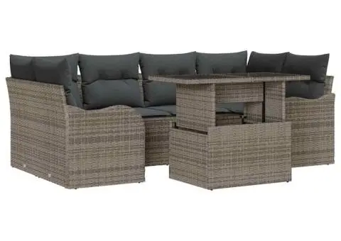 Set Canapea Grădină cu Pernuțe Gri din Ratan Polimer - 2/5