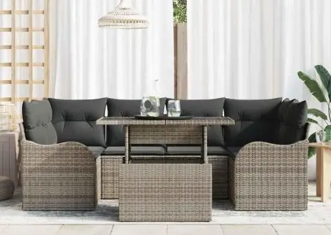 Set Canapea Grădină cu Pernuțe Gri din Ratan Polimer - 3/5