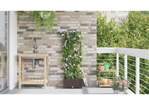 Ghivece de Grădină 1 buc Zăbrele Maro 40 x 40 x 126 cm Plastic - 4/5