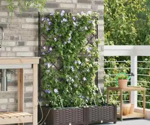 Ghivece de Grădină 1 buc Zăbrele Maro 80 x 40 x 126 cm Plastic