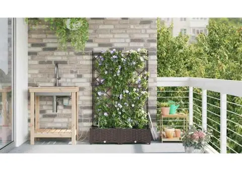 Ghivece de Grădină 1 buc Zăbrele Maro 80 x 40 x 126 cm Plastic - 4/5