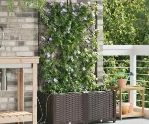 Ghivece de Grădină 1 buc Zăbrele Maro 80 x 40 x 142 cm Plastic