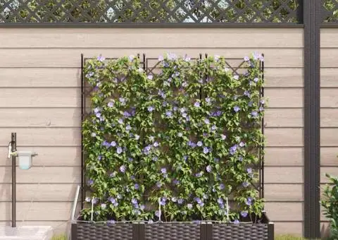 Ghivece de Grădină 1 buc Zăbrele Maro 120 x 40 x 126 cm Plastic - 1/5