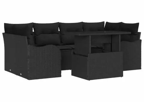 Set de Sofa pentru Grădină cu Pernuțe Negre din Poliratan - 2/5