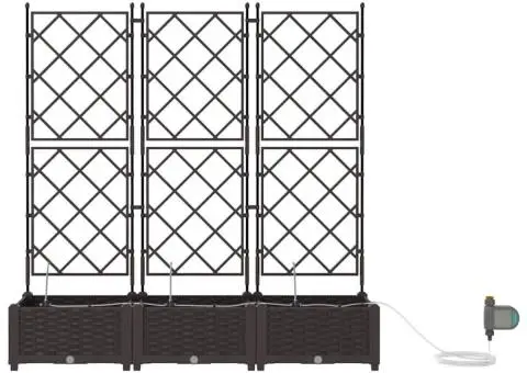 Ghivece de Grădină 1 buc Zăbrele Maro 120 x 40 x 126 cm Plastic - 4/5