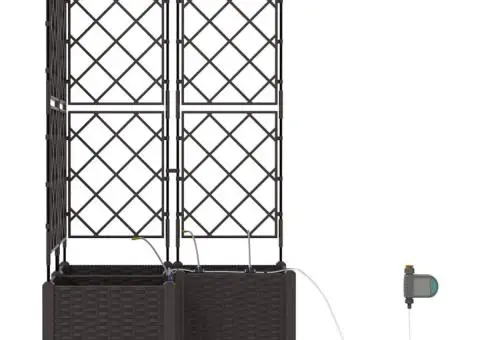 Ghivece de Grădină 1 buc Zăbrele Maro 80 x 80 x 142 cm Plastic - 5/5