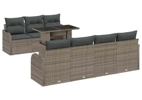 Set de Canapea cu 8 Piese cu Pernuțe Gri din Ratan Poli - 2/5