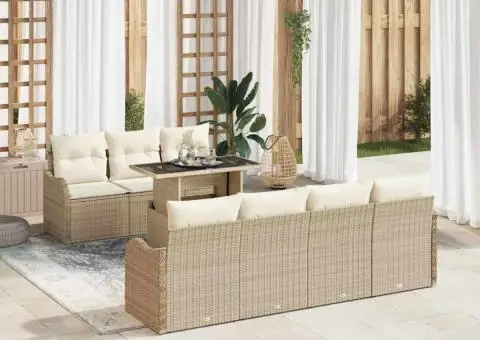 Set canapea grădină 8 piese cu perne, ratan polivalent - 1/5