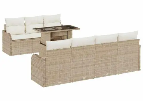 Set canapea grădină 8 piese cu perne, ratan polivalent - 2/5