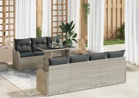 Set de Sofa de Grădină cu Perne Gri Deschis Ratan Polietilenă - 1/5