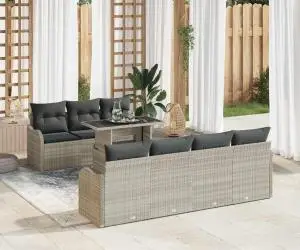 Set de Sofa de Grădină cu Perne Gri Deschis Ratan Polietilenă