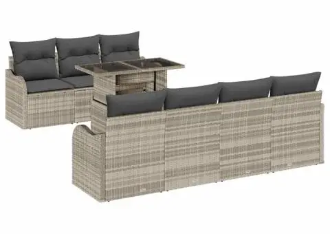 Set de Sofa de Grădină cu Perne Gri Deschis Ratan Polietilenă - 2/5