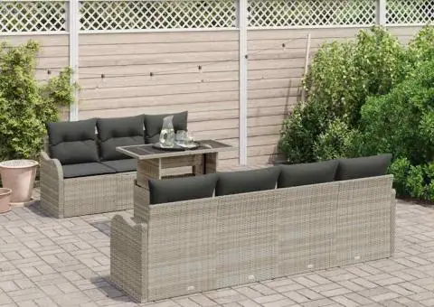 Set de Sofa de Grădină cu Perne Gri Deschis Ratan Polietilenă - 3/5