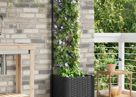 Jardinieră de grădină cu spalier, negru, 40x40x143 cm - 3/5