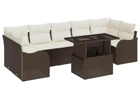 Set canapea grădină 8 piese perne maro poliratan - 2/5