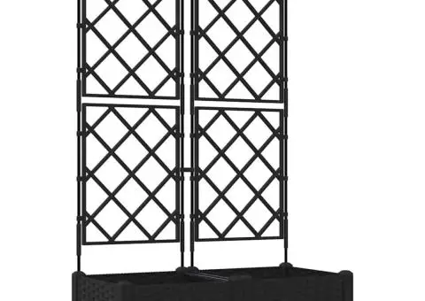 Jardiniere de grădină cu spalier, 2 buc., negru, 80x80x125.5 cm - 2/5