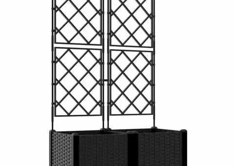 Jardiniere de grădină cu spalier, 2 buc., negru, 80x80x143 cm - 2/5