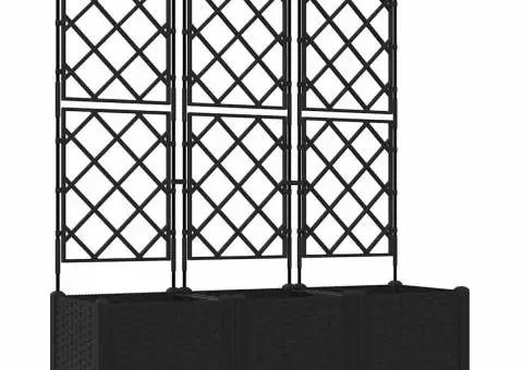 Jardiniere de grădină cu spalier, 3 buc., negru, 120x40x143 cm - 2/5