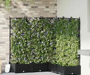 Jardiniere de grădină cu spalier, 5 buc. negru 120x120x125,5 cm