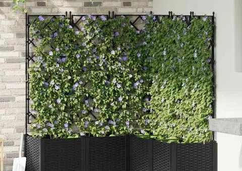 Jardiniere de grădină cu spalier, 5 buc., negru, 120x120x143 cm - 1/5