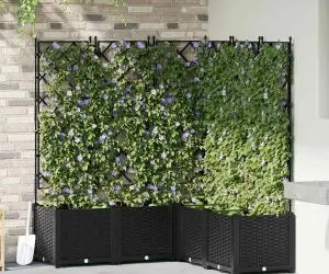 Jardiniere de grădină cu spalier, 5 buc., negru, 120x120x143 cm