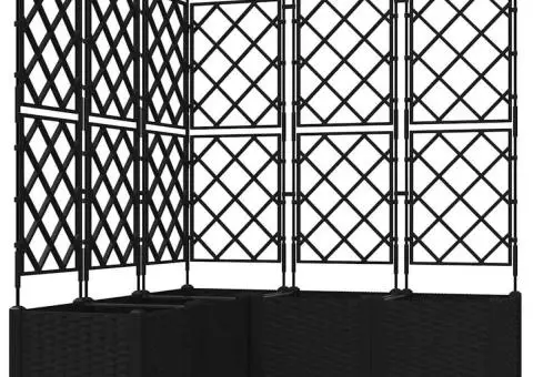 Jardiniere de grădină cu spalier, 5 buc., negru, 120x120x143 cm - 2/5