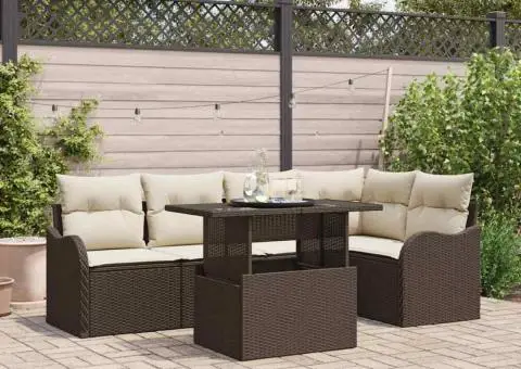 Set canapea grădină cu perne maro din ratan sintetic - 1/5