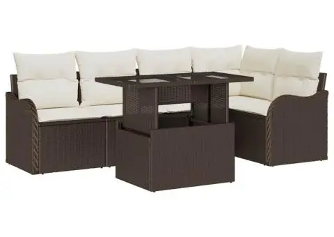 Set canapea grădină cu perne maro din ratan sintetic - 2/5