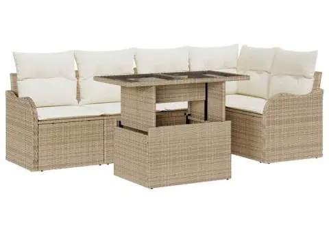 Set de Canapea de Grădină cu Perne Bej Ratan Polietilenă - 2/5