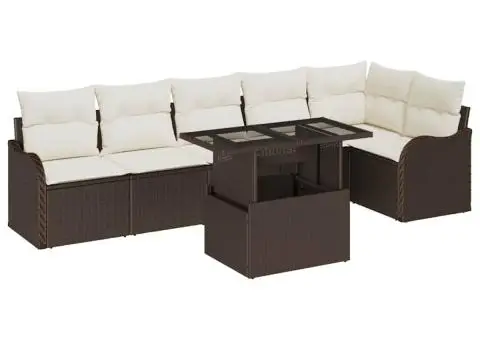 Set canapele grădină cu perne maro din poli ratan - 2/5