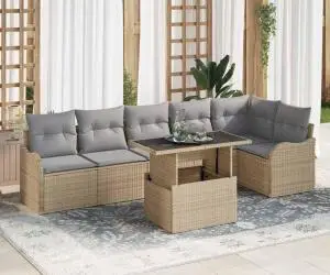 Set de canapele de grădină vidaXL cu perne bej din ratan polimer