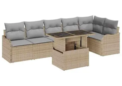 Set de canapele de grădină cu perne bej din ratan polimer - 2/5