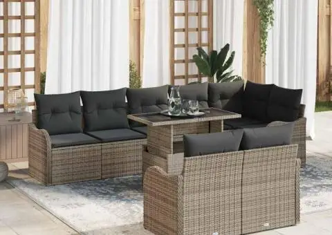 Set Canapea Grădină cu Perne Gri Ratan Poly - 1/5