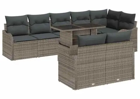 Set Canapea Grădină cu Perne Gri Ratan Poly - 2/5