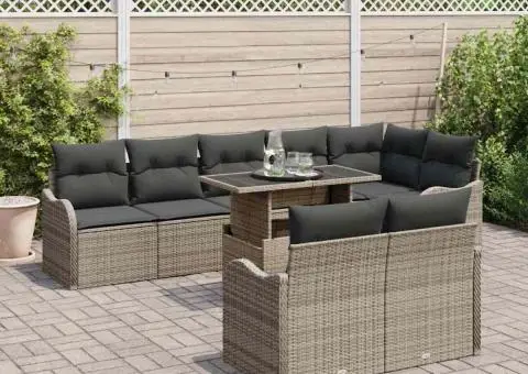 Set Canapea Grădină cu Perne Gri Ratan Poly - 3/5