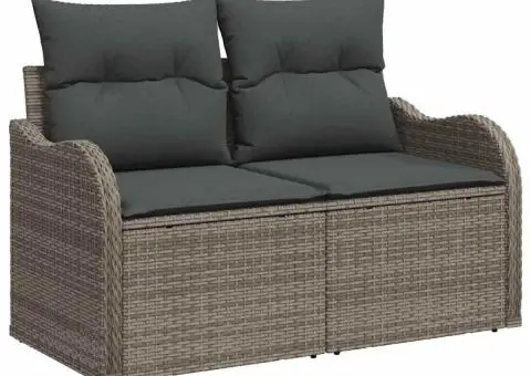 Set Canapea Grădină cu Perne Gri Ratan Poly - 4/5