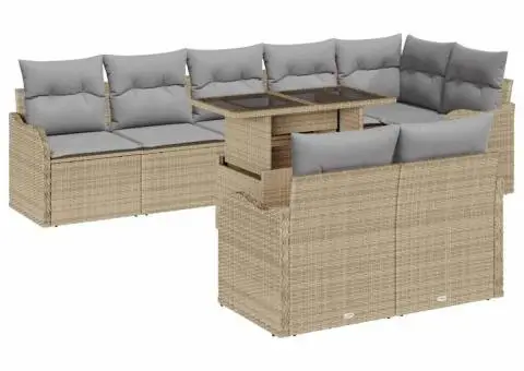 Set de Canapea pentru Grădină cu Perne Bej Ratan Poli - 2/5