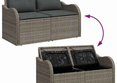 Set de canapea de grădină cu perne din ratan poli gri - 4/5