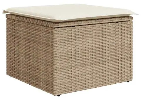 Set de canapele pentru grădină cu 7 bucăți și perne bej din ratan poliester - 5/5