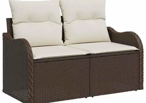 Set de 8 Piese de Sofa pentru Grădină cu Pernuțe Maro Ratan Poli - 4/5